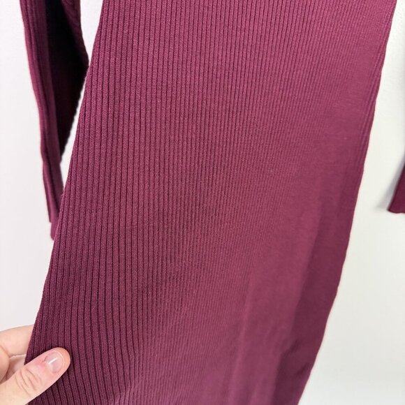 Rachel Parcell Sweater Midi Dress Stretch Small Wine Red Rib Knit Long Sleeve - Picture 6 of 10